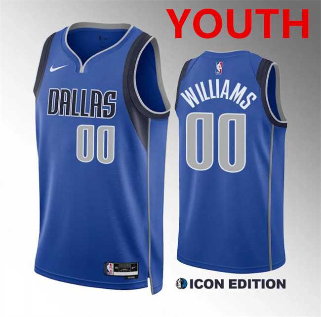 Youth Dallas Mavericks #00 Brandon Williams Blue Icon Edition Stitched Basketball Jersey Dzhi